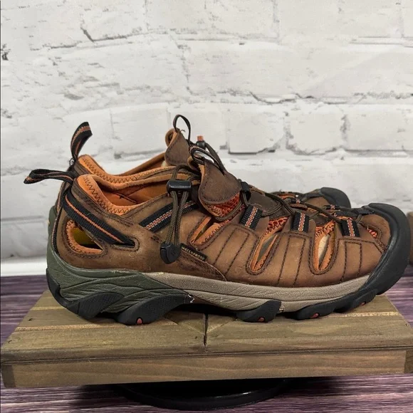 Keen Men's Arroyo II Waterproof Trekking Brown and Orange Shoes - Picture 5 of 13